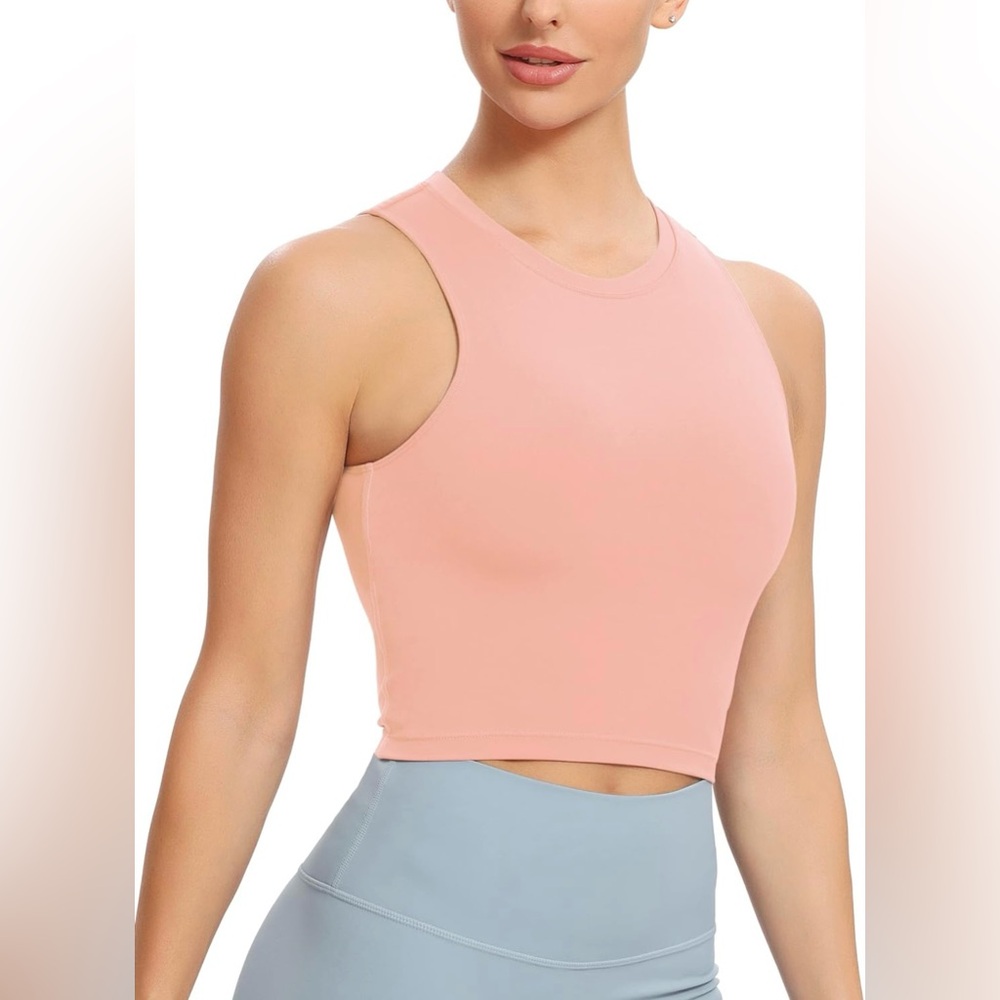 Natural Feelings Sports Bras for Women,Sleeveless Fitness Crop Tops, Coral - NWT